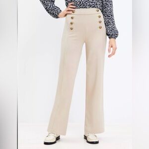 NWT Chico's Cream Wide-Leg Sailor-Button Trousers Size 4R